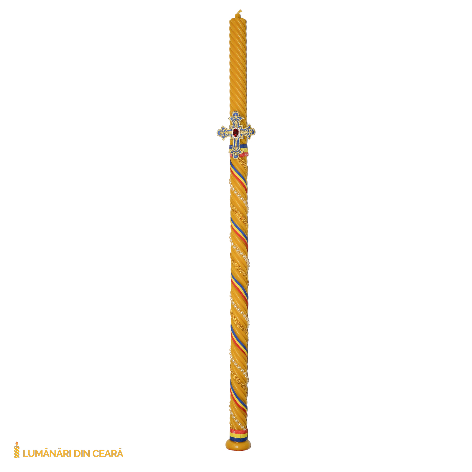 Lumanare impodobita spirala – model tricolor (3)